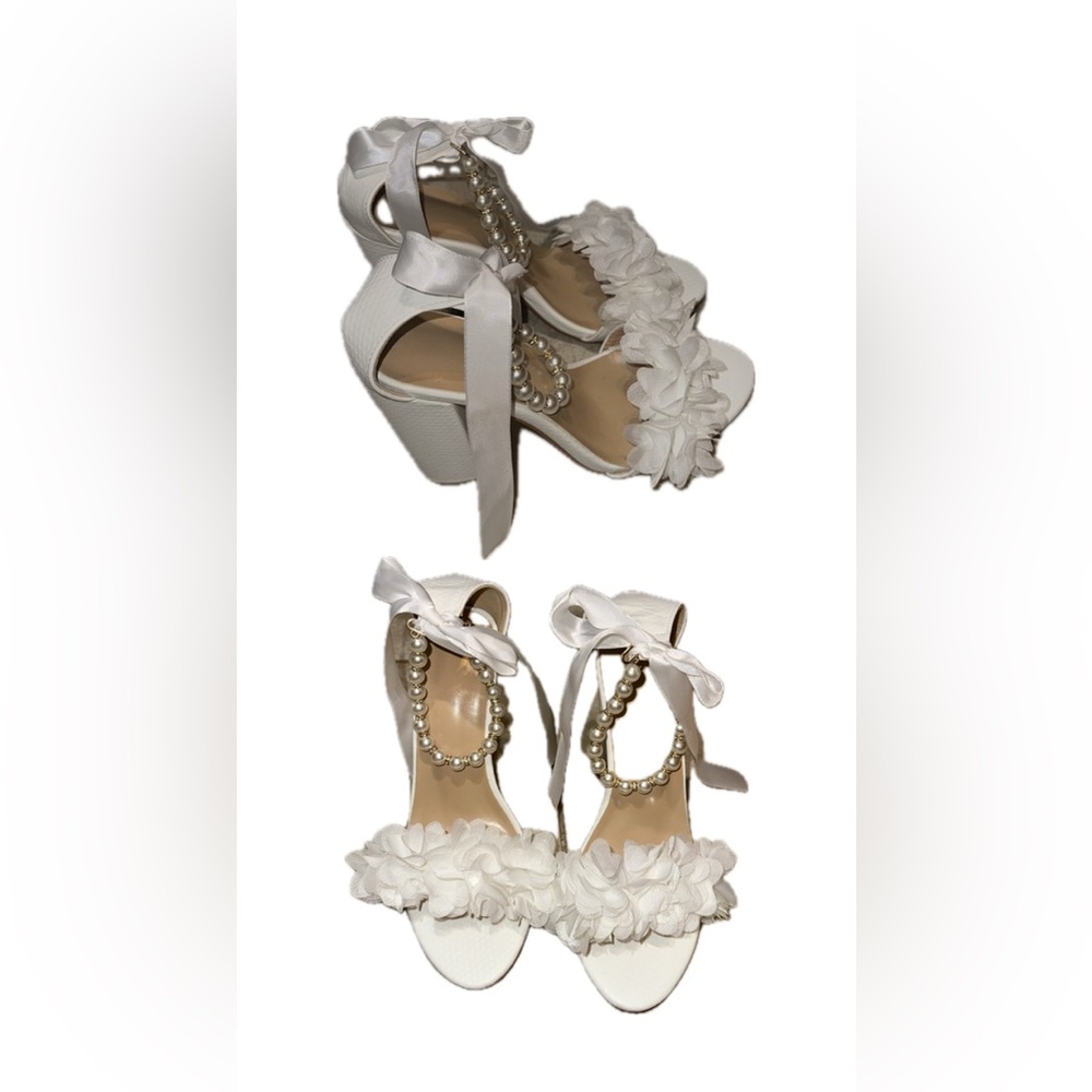 Elegant White Pearl-Embellished Women's Heels